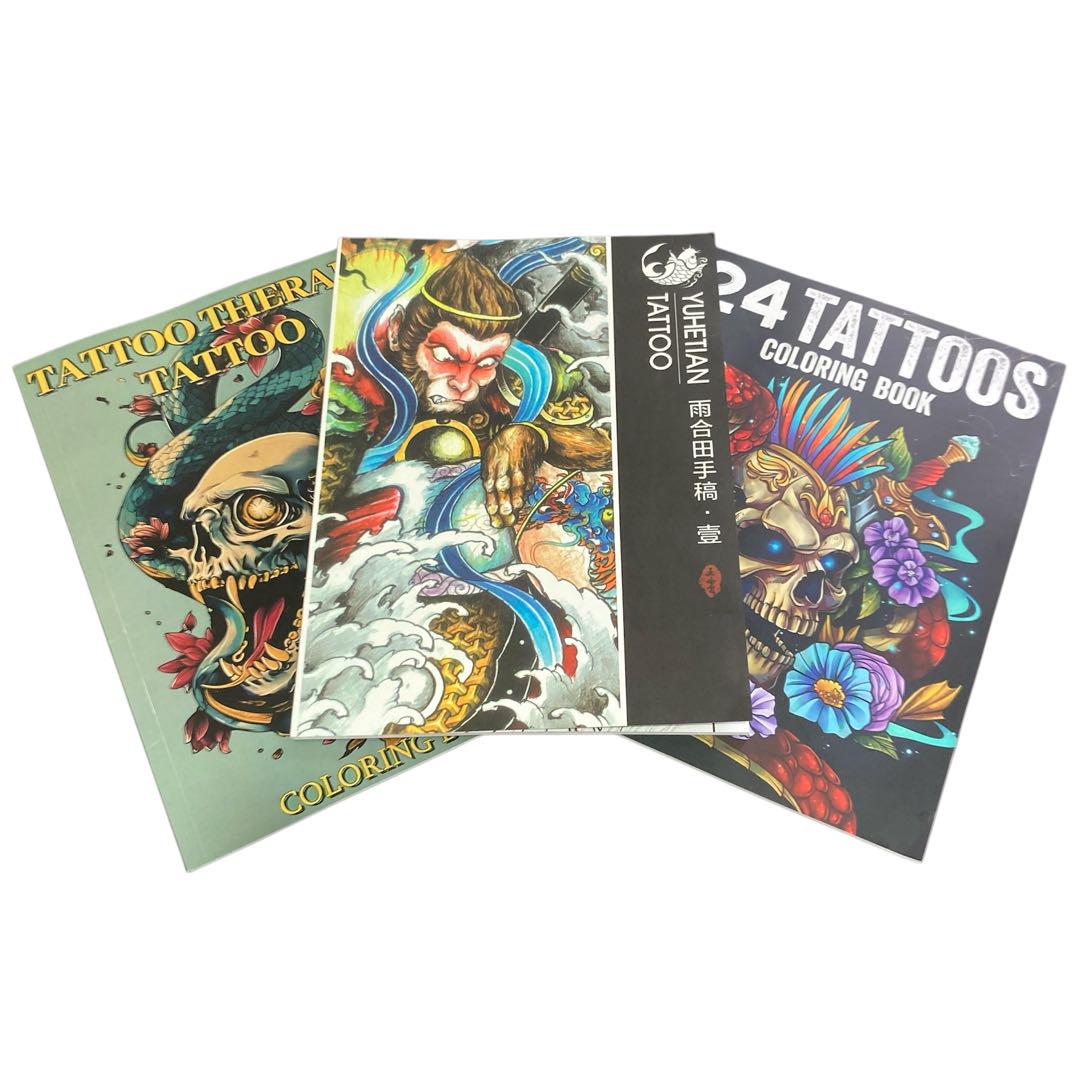 

[USED] Tattoo Japanese carving Western carving 3 book set TATTOO design collection
