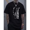 Men' Musical & Treble Clef Music Instrument T-Shirt - Breathable Short Sleeve Round Neck Casual Top with Music-Themed Print for Musicians