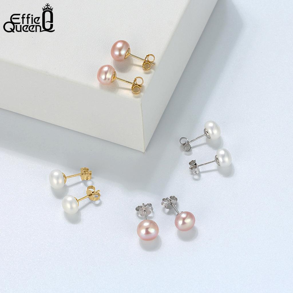 EFFIE QUEEN S925 Silber Ohrringe Exquisites Ohr-Accessoire Mit Perle und Zirkonia Stern, Ovales Herzförmiges Steckerohrring Geschenk APE42