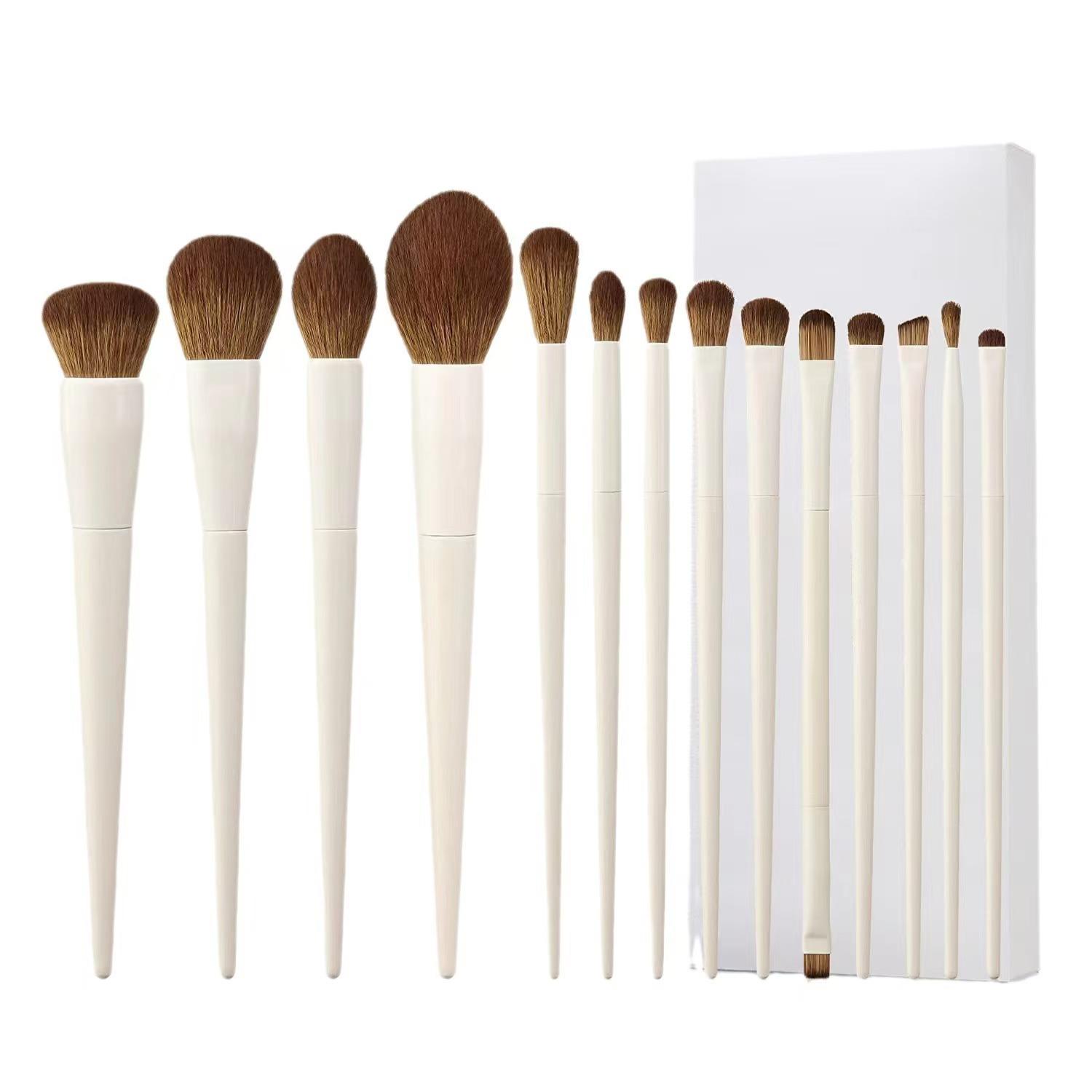 

Набор из 14 кистей для макияжа с белыми ручками из синтетического ворса пони