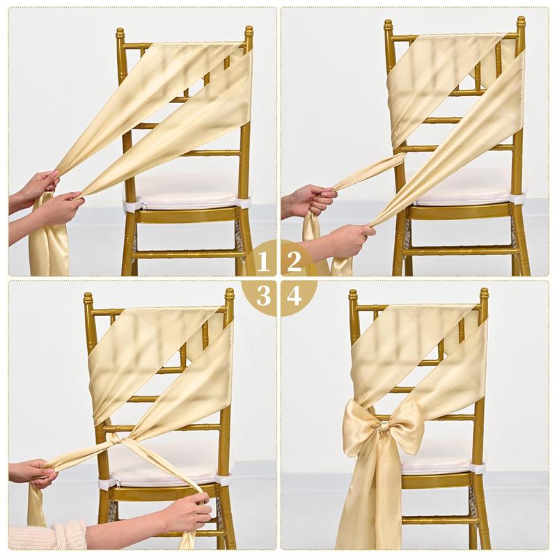 Satin Chair Sashes Wedding Chair Bow Knot Ribbon Tie For Wedding banquet ThanksgivingParty HotelBirthdayBanquet Chair Decoration