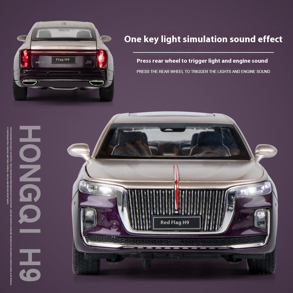 1/24 Scale HONGQI H9 SUV Alloy Car Diecast Model Sound & Light Pull Back Toy Coffee Shop Decorations Collect Ornament Children Present