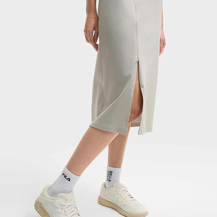 New FILA MILANO Collection SS25 Short Sleeved Dress Women's Monotone Gray GY F11W525301F-GY