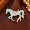 Retro Unicorns Horse Brooch With Enamel Finish Vibranting Color Alloy Secure For Fashion Accessory Multiple Use