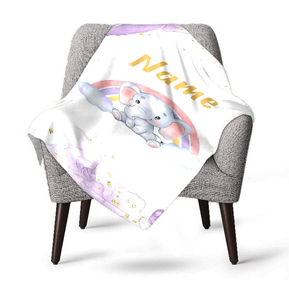 Elephant Rainbow Name Blanket Comfortable Soft Lightweight Multipurpose Blanket For Picnics Sofas Offices Beds Living Rooms Perfect Gift For Friends'