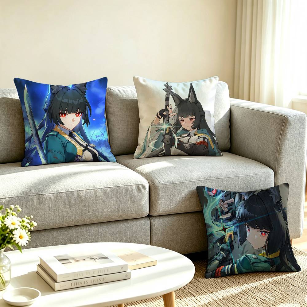 H-Hoshimi Miyabi Zenless Zone Zero Pillow Case Square Double-Sided Sofa Cushion Cover Bedroom Bedside Pillow