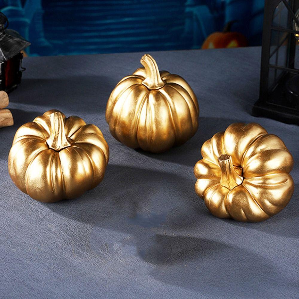Retro Pumpkin Statue Resin Miniature Figurine Sculpture Micro Landscape Pumpkin Ornament Autumn