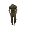 (3XL, Green) Mens Short-sleeved Jumpsuit