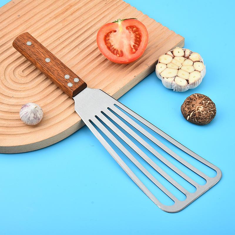 Wooden Handle Spatula Fish Turning Shovel Kitchen Pot Shovel Tool Steak Scoop