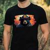 T-Shirt Men Black Bear As Firefighter Motif Cotton Size XS To 5XL