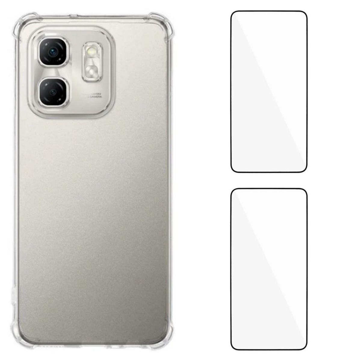 

For Infinix Hot 50i 4G TPU Case WANLONFENG WL3 Series 1.5mm Phone Cover with 2Pcs Tempered Glass Films Transparent