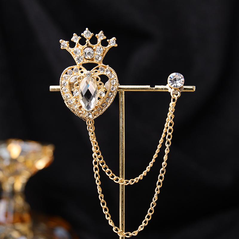 Baroque Rhinestone Pearl Corsage Necklace Brooch - Retro British Court Suit Accessory