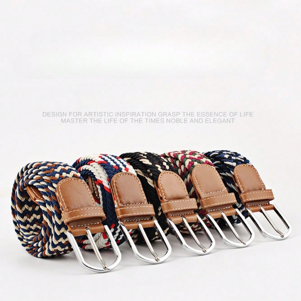 Ladies Belt, Men's Elastic Belt, Casual Elastic Knitted Pin Buckle Belt