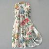 2024 Summer Trendy Lapel Dress: Cotton & Linen, Five-Point Sleeve, Long Skirt