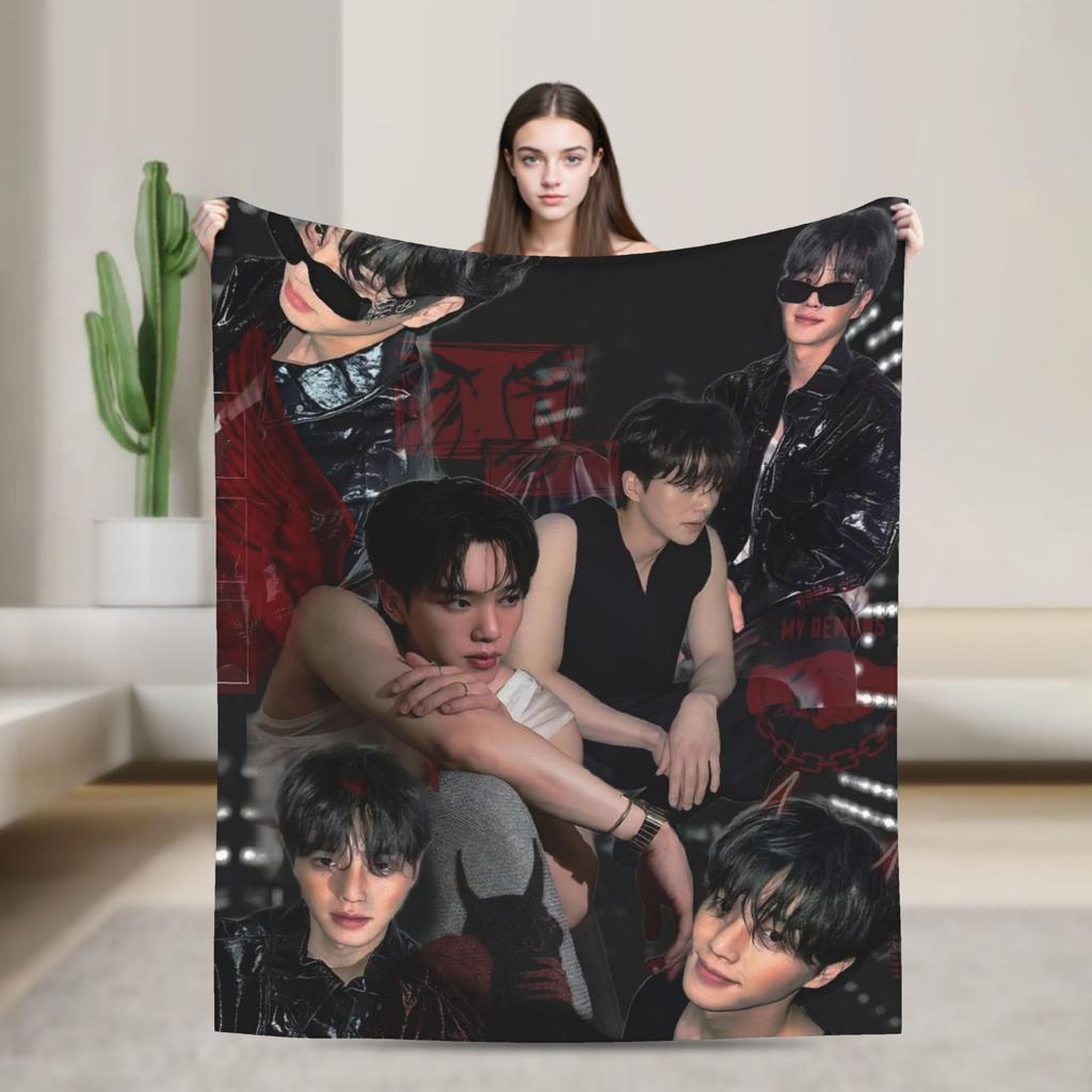 Song Kang my demon actor   Flannel Blankets  Super Soft Throw Blanket for Bedroom Camping Novelty Bedspread Sofa Bed Cover
