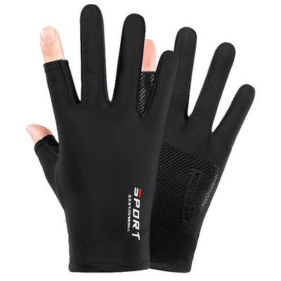 Leaky Finger Half Finger Ice Silk Non-slip Gloves