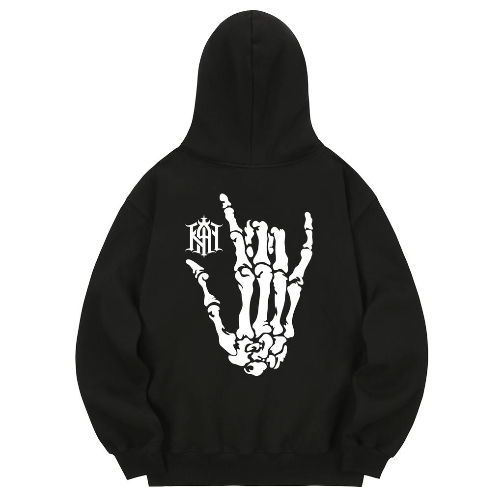 Khb0095 Handskull Fleece Hoodie - Black