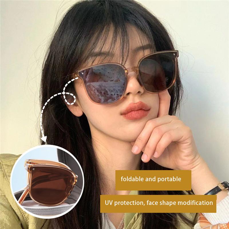 Fashion Portable Folding Sunglasses Women Vintage Eyewear for Men Polarized Glasses Female