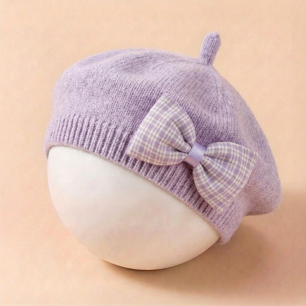 Spring & Autumn Baby Beret - Soft, Comfortable Cap with Creative Bow Tie for Newborns and Children