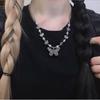 1 Pcs Cross Border Hip Hop Fashion Retro Butterfly Pendant Necklace Women's Pearl Suture Beaded Collar YSL