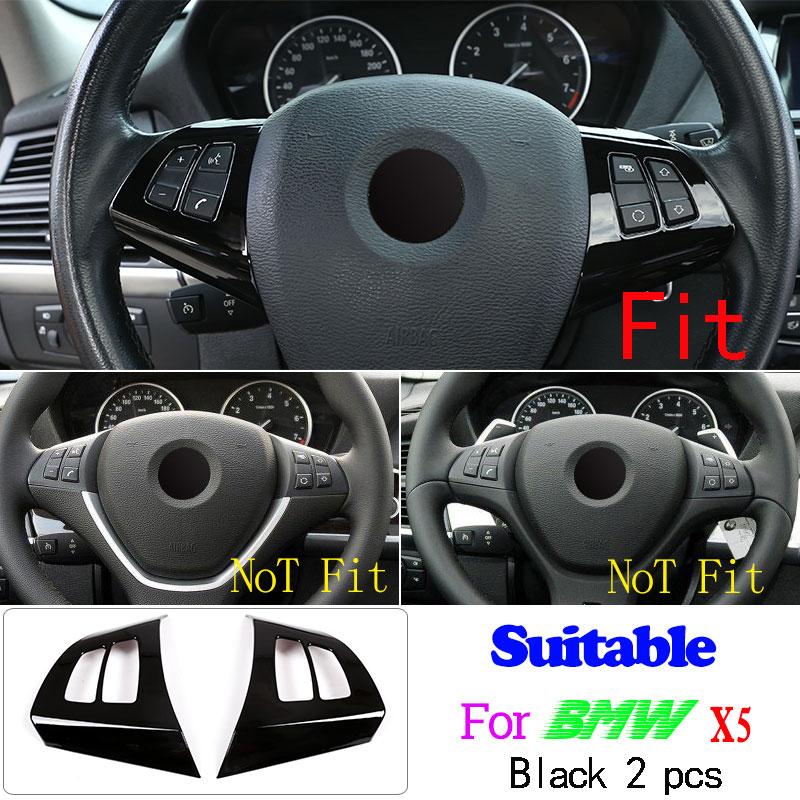 Glossy Black ABS Car Interior Steering Wheel Decoration Strip Frame Cover Trim Sticker For BMW X5 X6 E70 E71 2008-2013