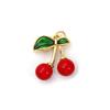 1 Piece Brass Charms 18K Gold Plated Red Cherry Fruit Cubic Zirconia Pendants For Necklace Bracelet Earrings Jewelry Making