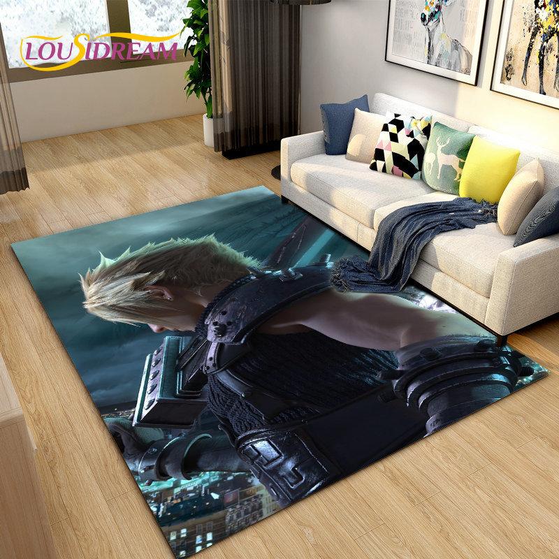Final Fantasy 3D Printed Game Gamer Area Rug,Carpet Rug for Living Room Bedroom Sofa Doormat Decoration, Kids Non-slip Floor Mat