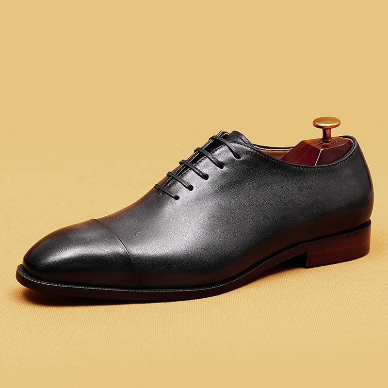 Three-Joint Oxford Leather Shoes Men'S Genuine Leather Cowhide Inner Pointed Business Dress Dinner Clothes Men
