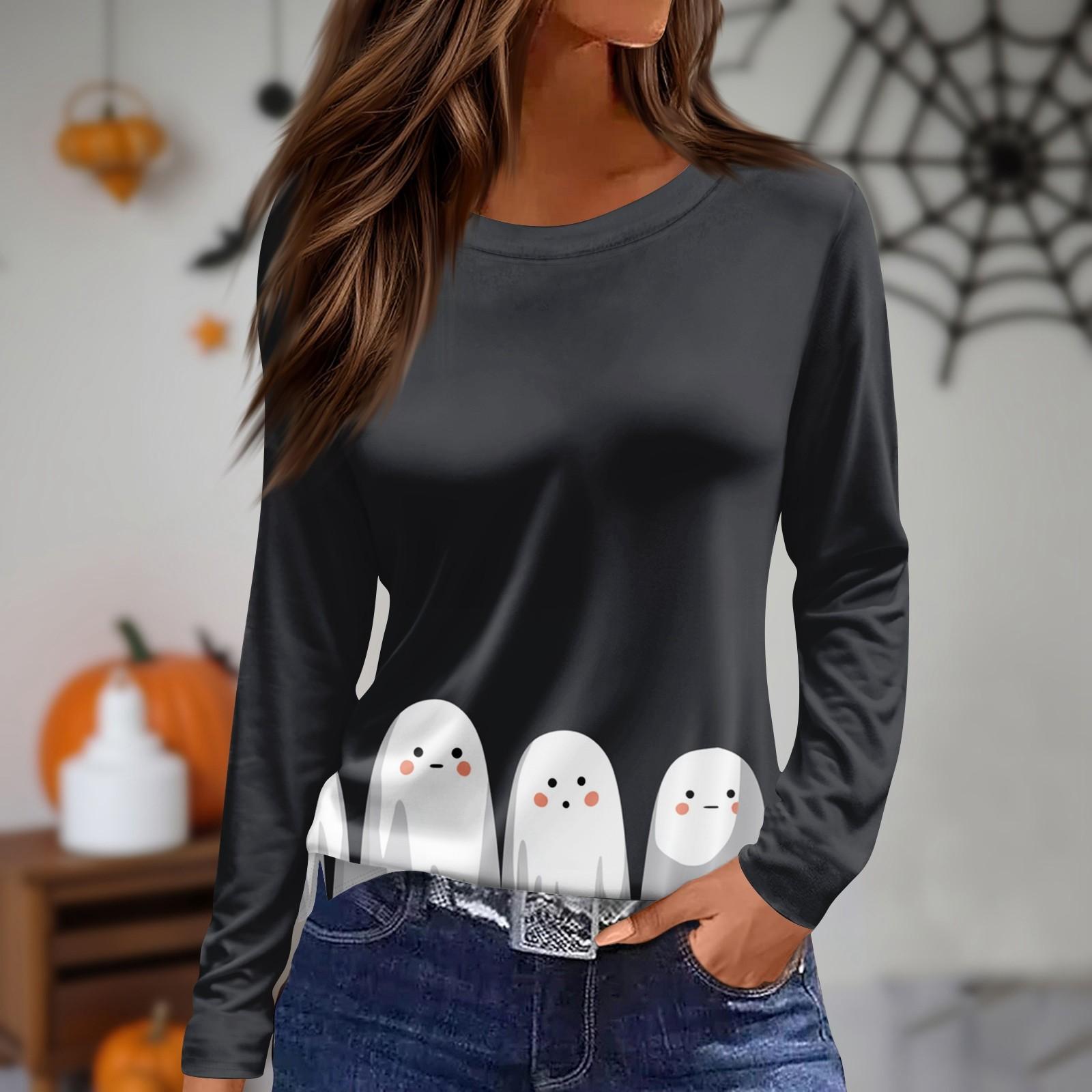 

Женский повседневный топ с длинным рукавом и принтом, с круглым вырезом M чёрный