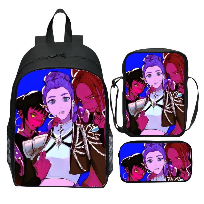Neuer Druck Hunter Demon Girl Group Huntrix Kpop dreiteiliges Set Schultasche Cartoon Grundschulrucksack für Jungen und Mädchen CLE