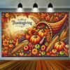 2D plane 1 piece pumpkin lanterns decorating the background of the autumn forest path banner suitable for a party