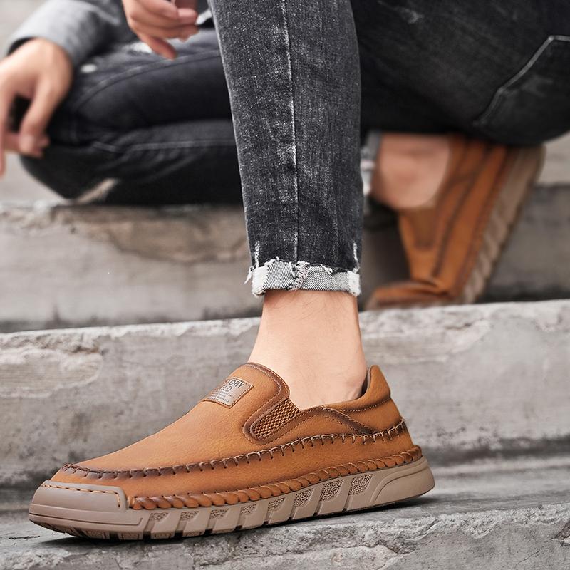 Fashion All-match Men's Office Flats New Brand Men Shoes Leather Casual All-match Loafers Mens Moccasin Comfortable Driving Boat Shoes