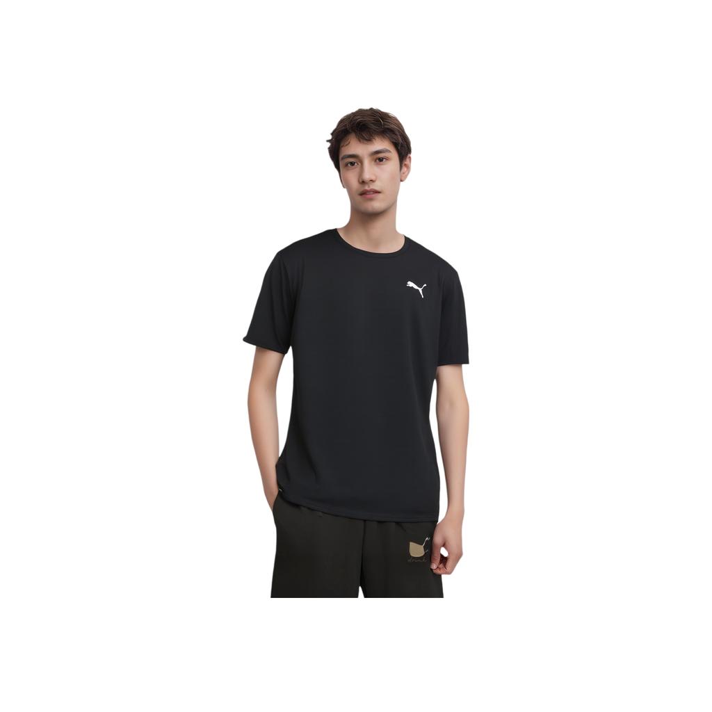 Puma Run Favorite Velocity Tee Solid Color Casual Crew Neck Straight Short Sleeve T-Shirt Men Tops Black 525456-01