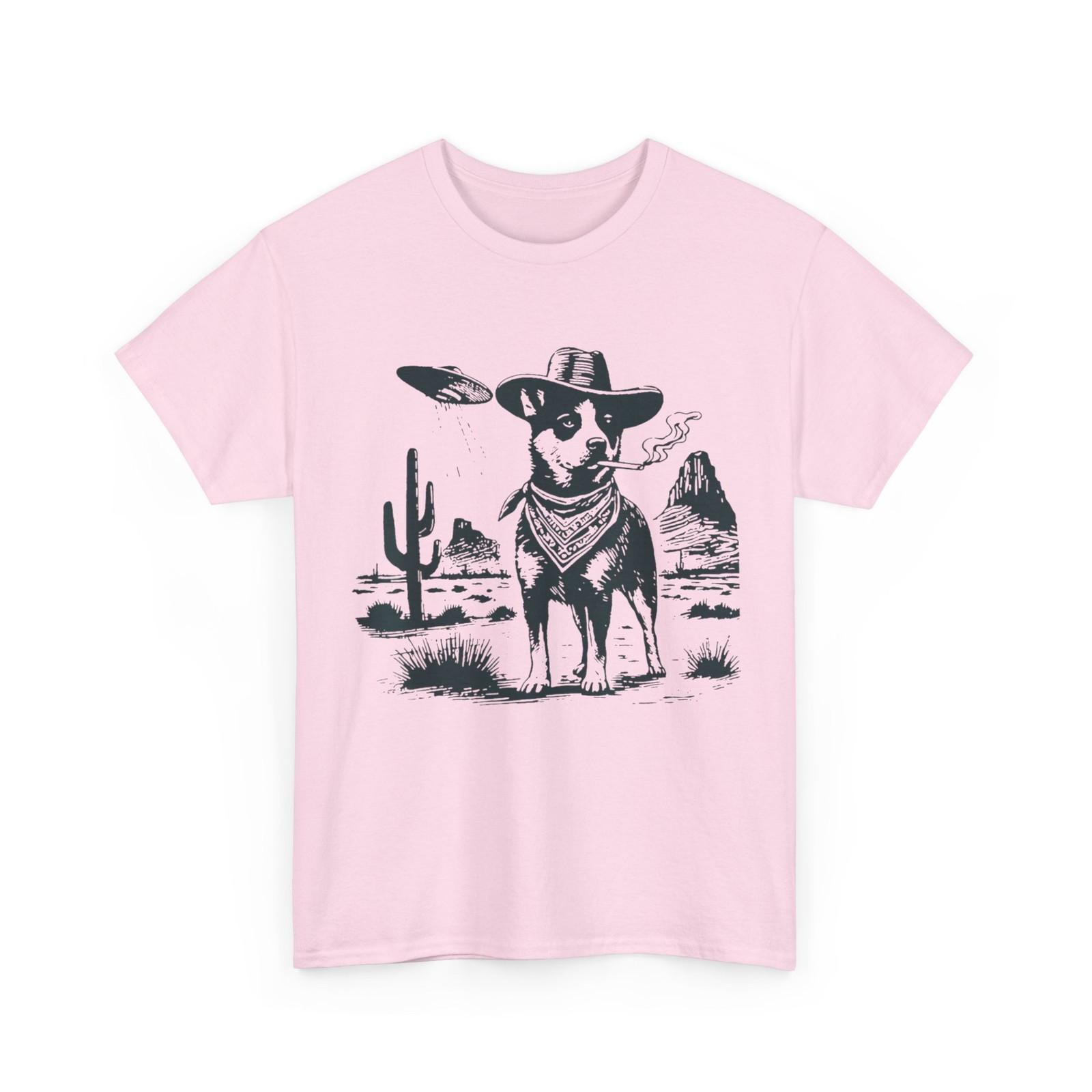Australian Cattle Dog Smoking with UFO Western Cowboy Dog T-Shirt XXXXL