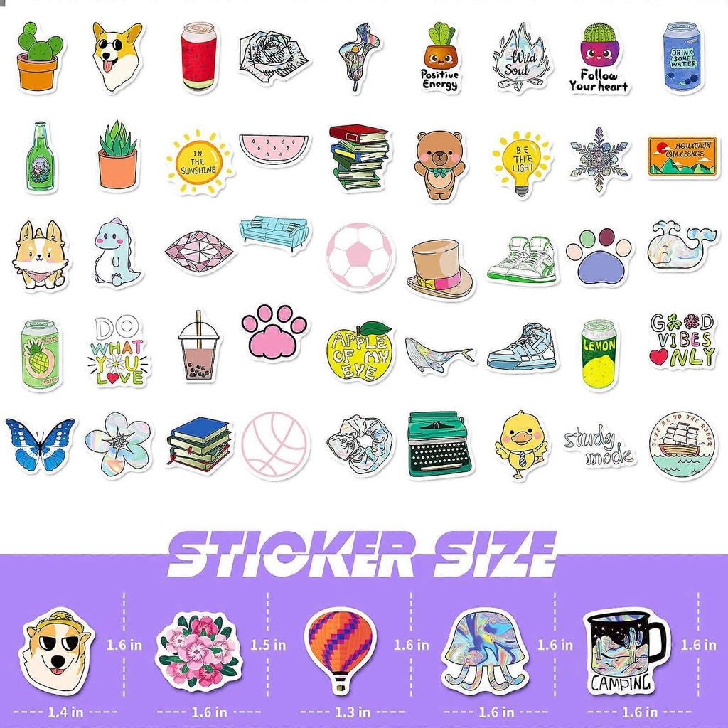 100er Pack Wasserdichte Vinyl-Ballon-Aufkleber - Für Gitarren, Skateboards, Fahrräder, Autos, Teenager, Erwachsene