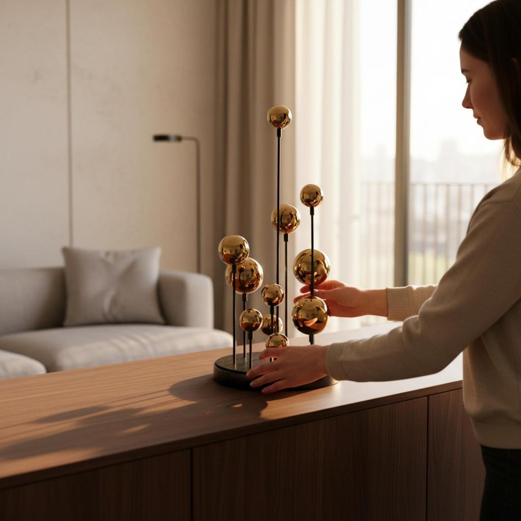 Spherical Ornament Desktop Sculpture Modern BalloonCluster Metal Contemporary Centerpiece
