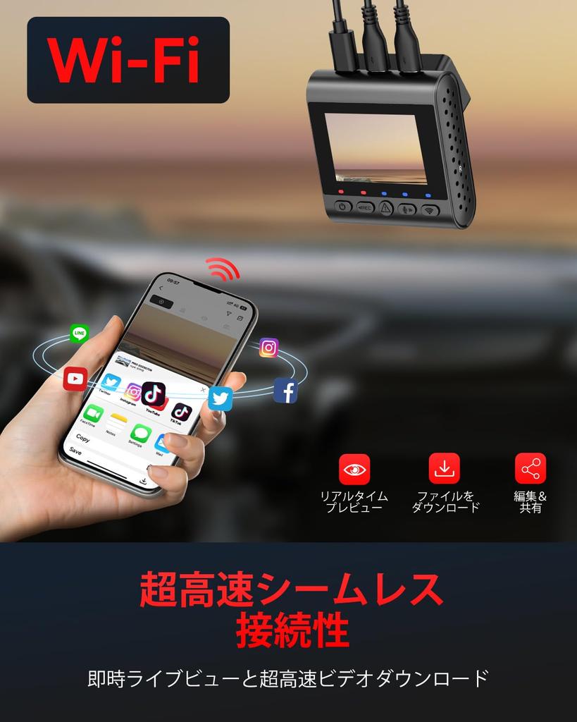 SJCAM M60S Dash Cam with Front and Rear 4K Simultaneous Front and Rear UHD Parking Monitoring Lightweight and 64GB Card Cameras, Recording,