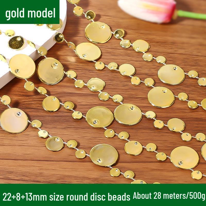 Lanț cu Mărgele Aurii și Argintii: Decorațiune Pom de Crăciun & Șir Decorativ DIY