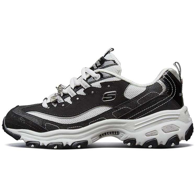 Skechers D LITES 1.0 Women Black White Low Top Dad Shoes 12241-BKW 35