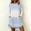 Women's Fashion Casual Geometric Print Long Sleeve Neck Dress for Everyday Wear