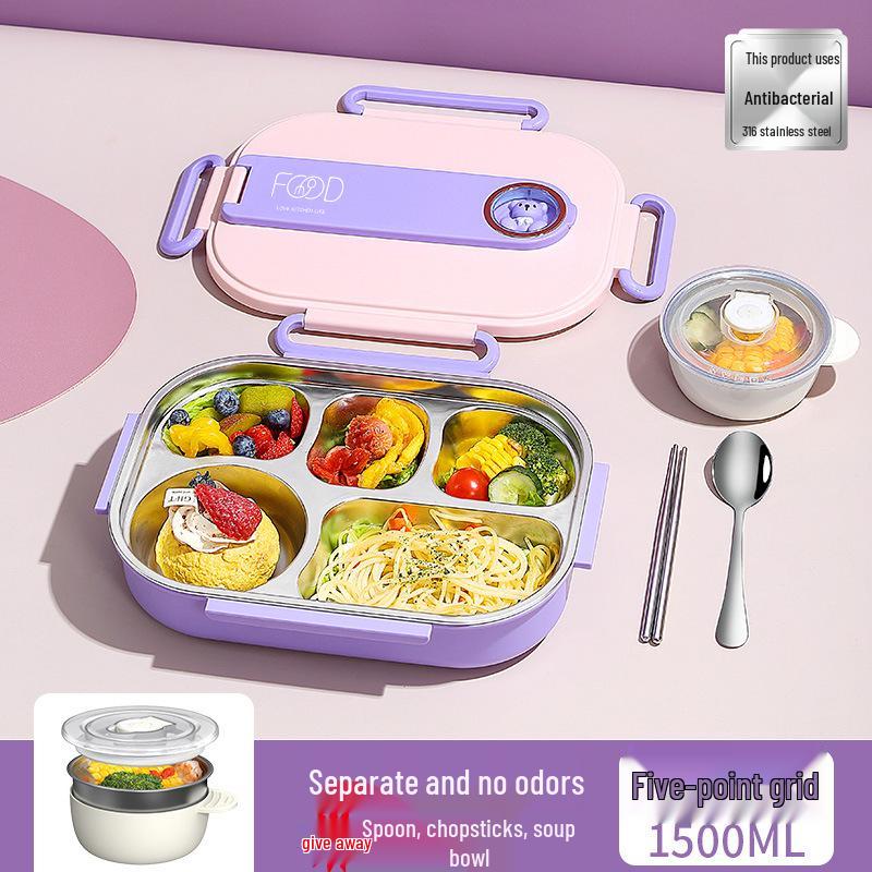 "Children's Insulated 316 Stainless Steel Lunch Box with Compartment Tray"