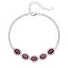 Sterling Adjustable Tennis Chain Bracelet With Natural Garnet Gemstones Pave Zircon Accents Women