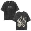 Anime Washed Vintage T Shirts Jojo Bizarre Adventure Tshirt Manga Giorno Giovanna Streetwear Men Women Casual Oversized T Shirt