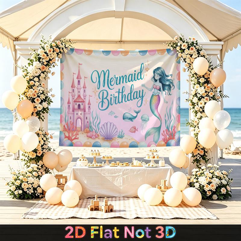 Party Backdrop Birthday Castle Mermaid Photo Booth Background Front Door Decor