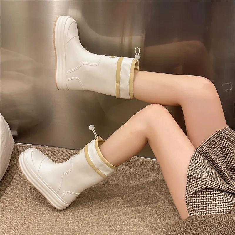 Mode Damen Regenstiefel Mode Rutschfest Weich Komfort Wasserdicht Regenstiefel Damen Outdoor Wandern Schule Regentage Zu Fuß Camping