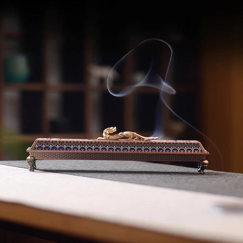 Enamel Dragon Sleeping Incense Box Household Desktop Decoration Alloy Line Incense Burner Indoor Tea Ceremony Incense Burner New