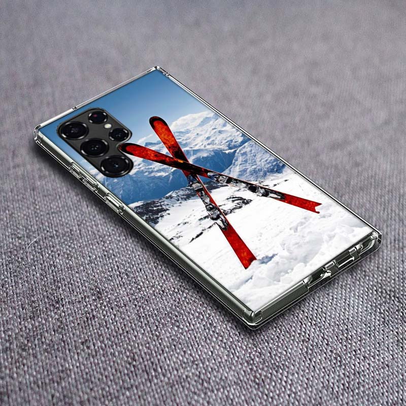 Skiing Snow Snowboard Ski Phone Case For Samsung Galaxy S24 S23 S21 S20 FE S22 S26 Ultra S25 Edge S10 Plus Cover Clear TPU Capa