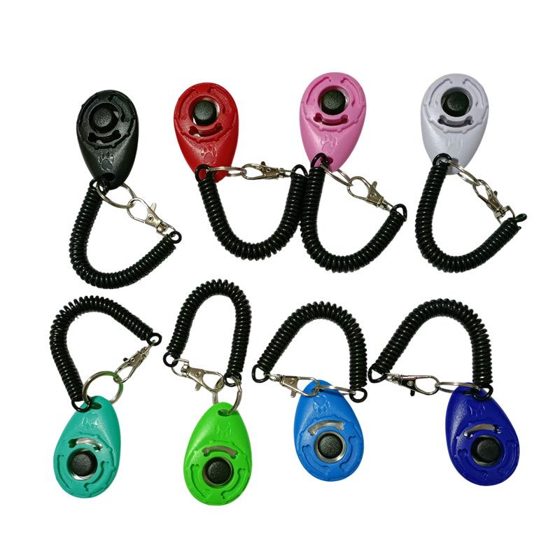 Oval Clicker Dog Training Device with Rope and Black Button