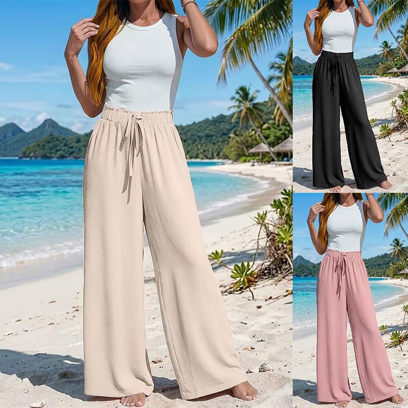 European And American Clothing Wide Leg Pants Casual Style Comfortable Solid Color Women's Trousers