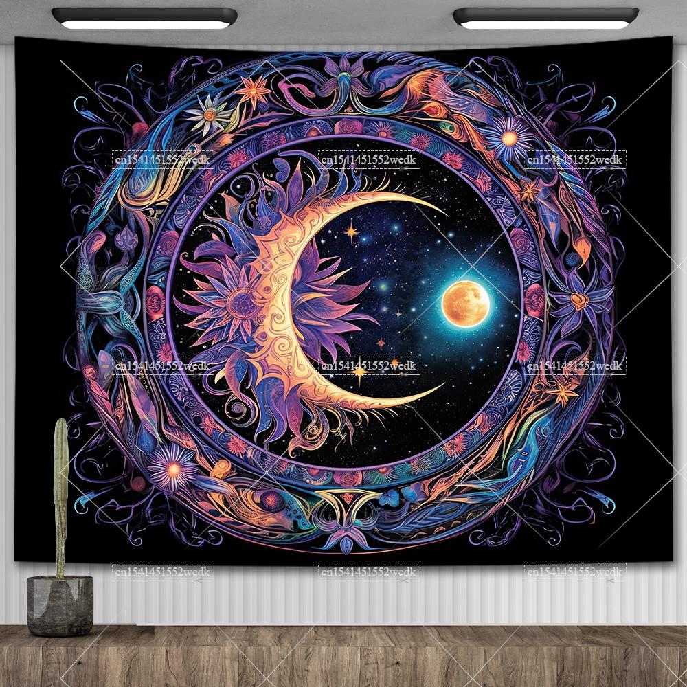 Tarot Tapestry Nordic Flower Series Room Background Cloth Moon Phase Wall Hanging Tapestries Living Room Bedroom Altar Cloths